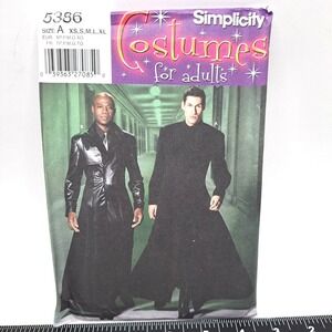 Vintage Simplicity 5386 Gothic Matrix‎ Trench Coat Duster Costume Pattern XS-XL